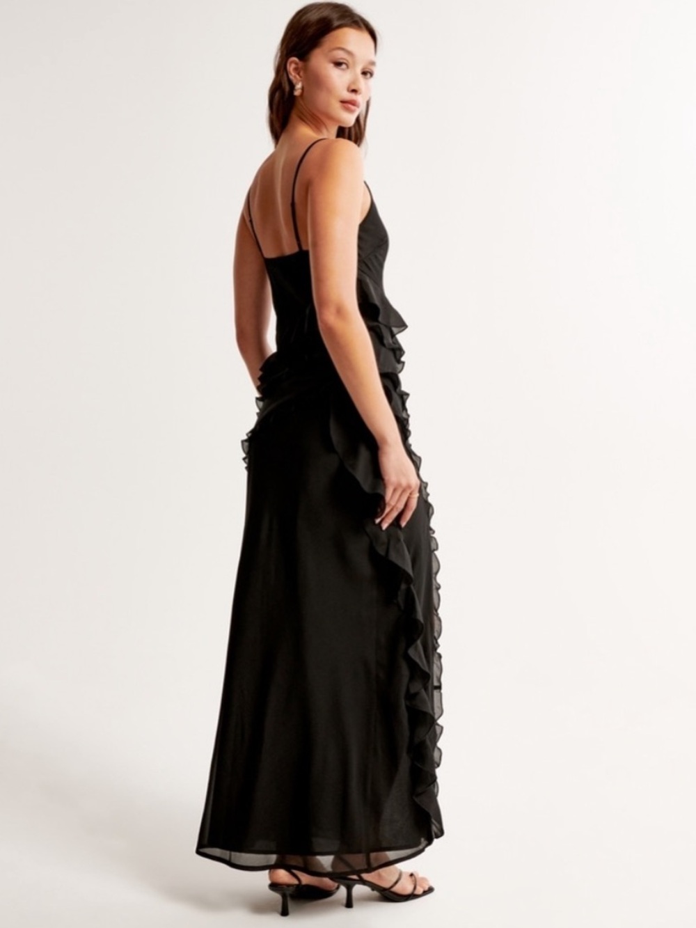 Abercrombie & Fitch Black Ruffle Tiered Slit Maxi Dress - Picture 4 of 11